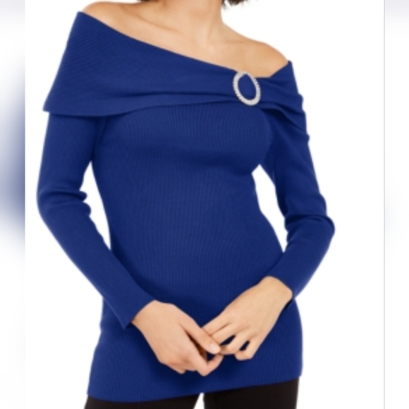 NWT INC EMBELLISHED OFF THE SHOULDER SWEATER - Picture 1 of 11